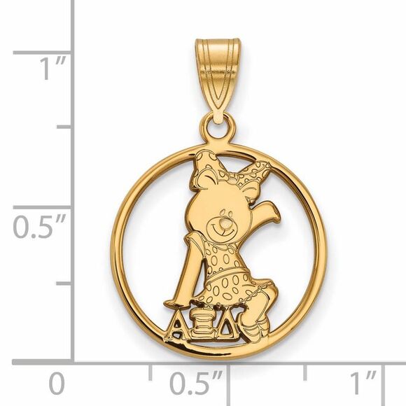 14K Plated Silver Alpha Xi Delta Medium Circle Pendant - Picture 2 of 3